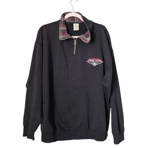 VINTAGE Wisconsin Rose Bowl Game Day Quarter Zip Pullover Black Size L